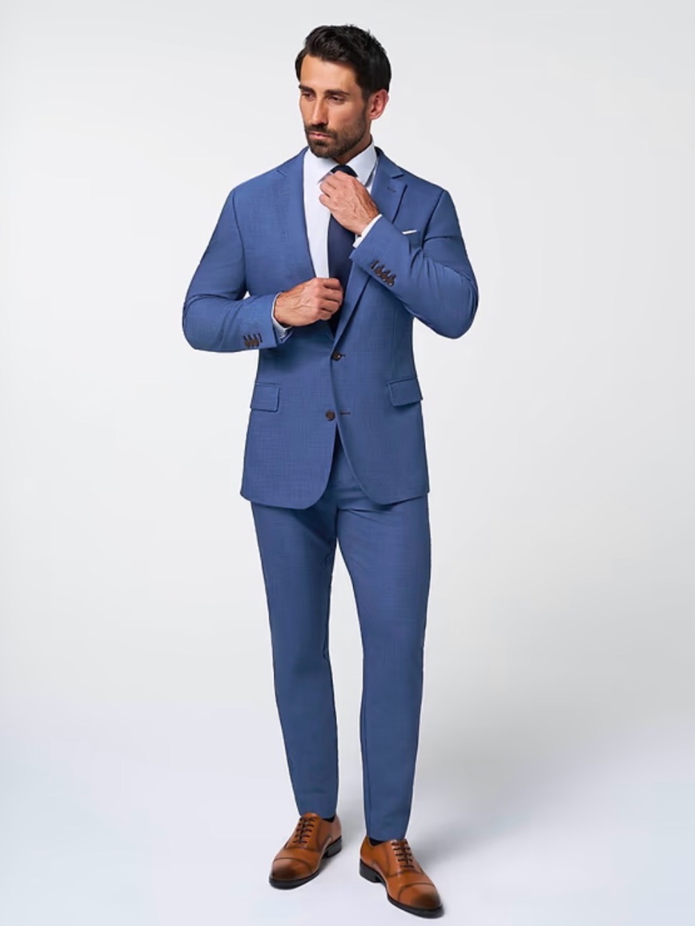 State & Liberty Men's Navy Blue Single-Breasted Suit Athletic Fit